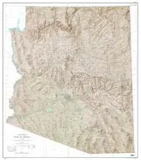 State Of Arizona Base Map And Contours Shaded Relief (Dry-Erase Ready-To-Hang) 1