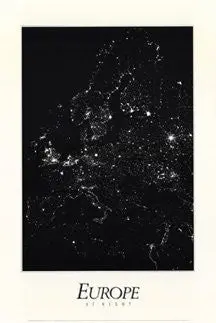 Europe At Night [Wall Chart] Hansen Planetarium; W. T. Sullivan; Iii; University Of Washington; Seattle; Kerry Meyer; Usaf Defense Meteorological Satellite Program Archives; National Snow & Ice Data Center; Noaa And University Of Colorado 1