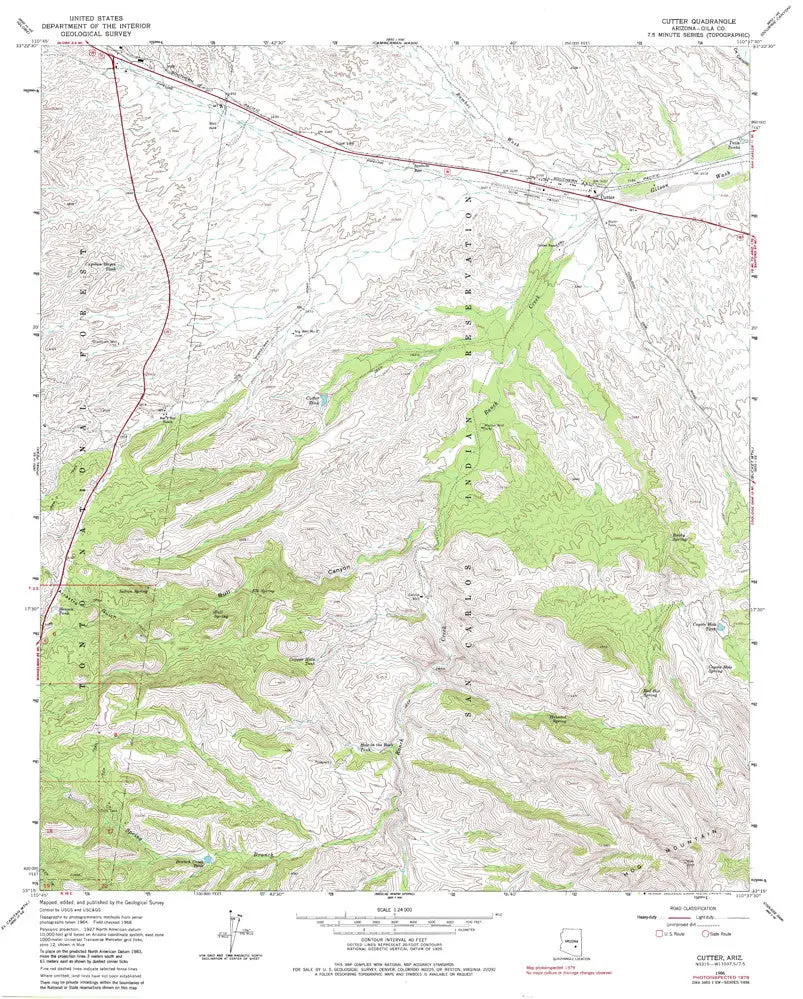 Cutter, Arizona 7.5' [Map] United Stated Geological Survey 1