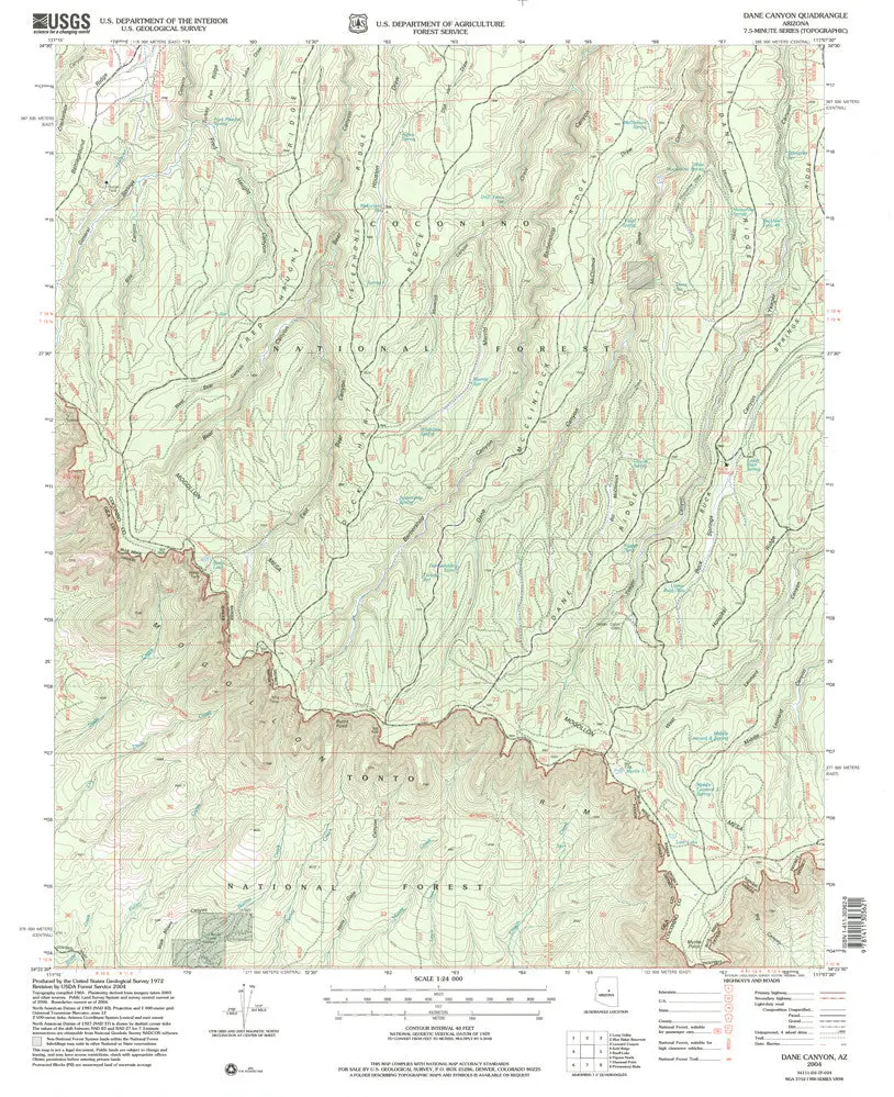 Dane Canyon, Az (7.5'×7.5' Topographic Quadrangle) 1