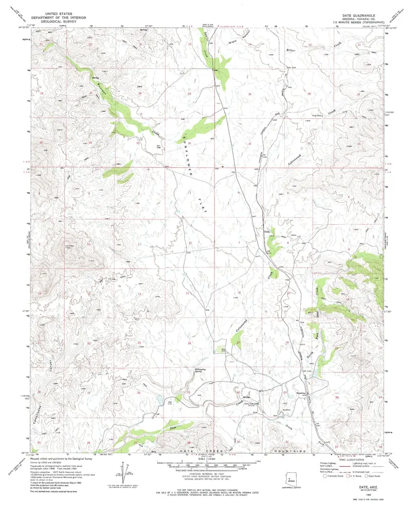 Date 7.5' Az 1969 Map United States Geological Survey 1