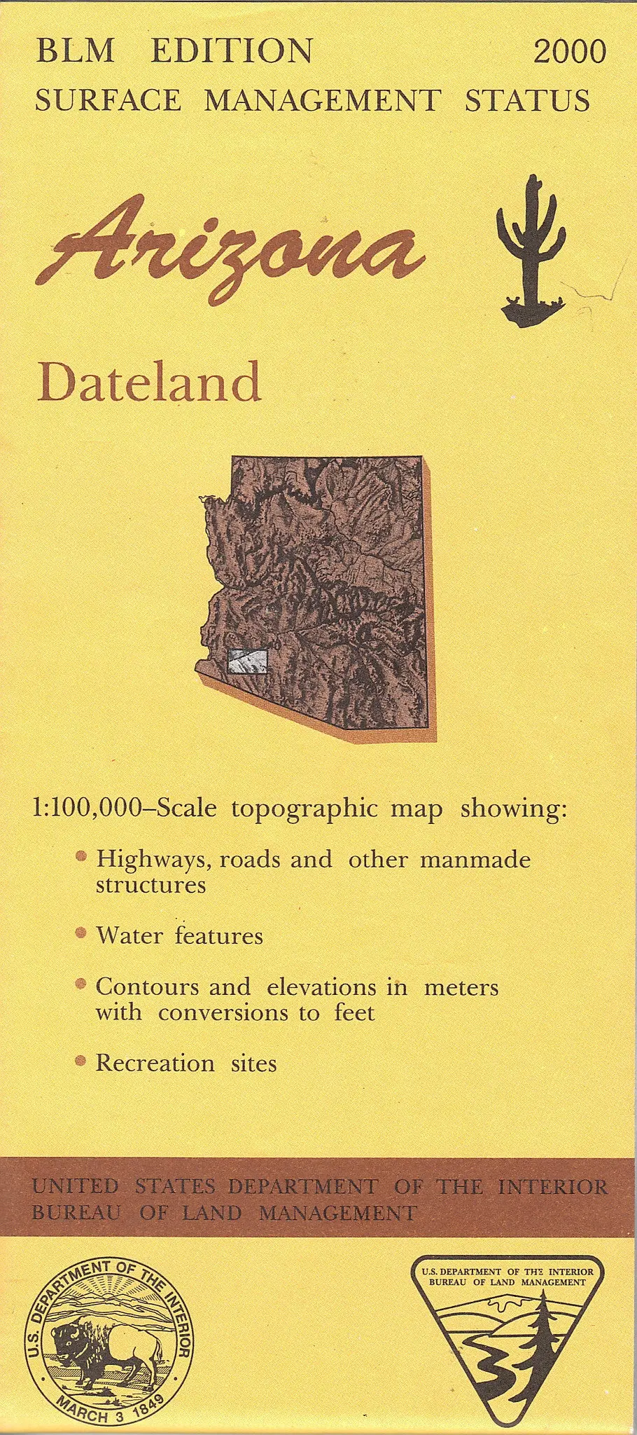Arizona: Dateland : 1:100,000-Scale Topographic Map : 30 X 60 Minute Series (Topographic) (Surface Management Status) United States 1