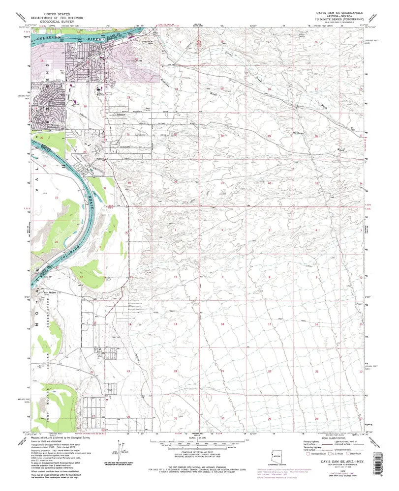 Davis Dam Se, Arizona-Nevada 7.5' [Map] United Stated Geological Survey 1