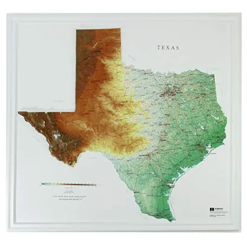 Hubbard Scientific 3D Texas Map | A True Raised Relief Map - You Can Feel The Terrain | Vacuum-Formed Molded | 28? X 25? | Detailed Topography 1