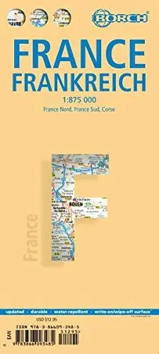Laminated France Map By Borch (English, Spanish, French, Italian And German) (English, Spanish, French, Italian And German Edition) [Map] Borch 1