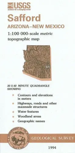 Safford, Arizona--New Mexico : 1:100 000-Scale Metric Topographic Map : 30 X 60 Minute Series (Topographic) (Sudoc I 19.110:32109-E 1-Tm-100/994) [Unknown Binding] 1