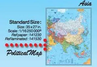 Asia Political Wall Map Gloss Laminated [Map] Gabelli 1