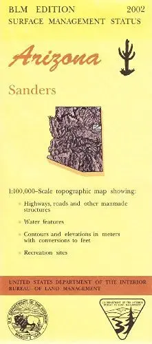 Sanders Arizona 1:100,000 Scale Topo Map Blm Surface Management 30X60 Minute Quad Bureau Of Land Management 1