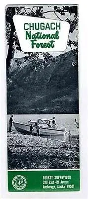 Chugach National Forest Alaska Brochure / Map 1964 Seward Copper River Meridians 1