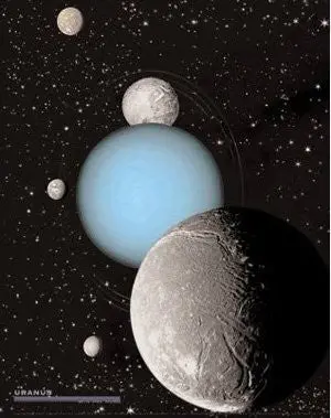 Uranus With 5 Moons Gloss Lamination [Wall Chart] Nasa And Jpl 1