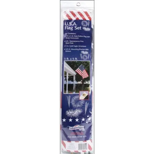 Independence Flag R114 Us American Flag Set 3 Ft. X 5 Ft. With 6 Ft. Metal Pole 1