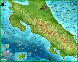 Paper Colorful Costa Rica Wall Map - 32" X 40" 1