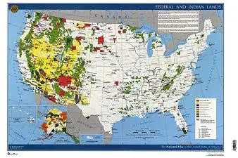 Federal And Indian Lands Gloss Laminated Wall Map 1