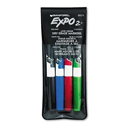 Expo : Low Odor Dry Erase Marker, Fine Point, Assorted, 4 Per Set -:- Sold As 2 Packs Of - 4 - / - Total Of 8 Each 1