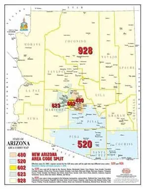State Of Arizona Area Codes Map - 50 Count [Map] Phoenix Mapping Service 1