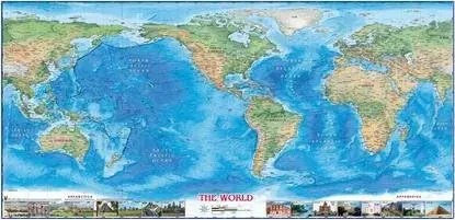 Wide World Physical World Median Mural Gloss Ready-To-Hang Map 1