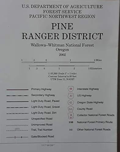 Pine Ranger District Map - Wallowa Witman National Forest [Map] Pacific Northwest Region 1