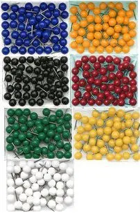 1/4 Inch Map Tacks - Complete Set Of All 7 Colors 1