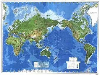 The World Physical Wall Map Dry Erase Laminated 1