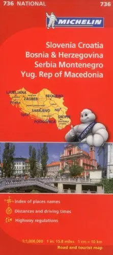 Michelin Slovenia Croatia Bosnia-Herzegovina Yugoslavia Former Yug. Of Macedonia Map 736 (Maps/Country (Michelin)) [Map] Michelin 1