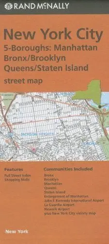 Rand Mcnally, New York City 5-Boroughs: Manhattan, Bronx/Brooklyn, Queens/Staten Island Street Map Rand Mcnally 1