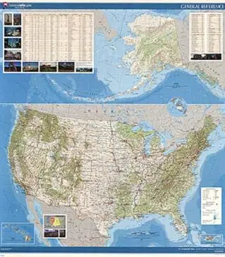 General Reference Map Of The United States [Gloss Laminated] [Map] United States Geological Society 1