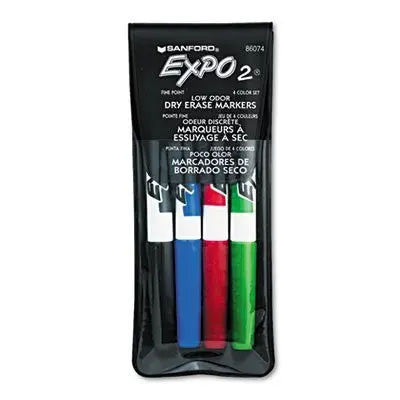 Expo 86074 Low-Odor Dry Erase Markers, Fine Point, Assorted Colors, 4-Count 1