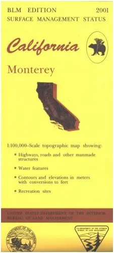 California: Monterey : 1:100,000 Scale Topographic Map : 30 X 60 Minute Series (Topographic) (Surface Management Status) United States 1