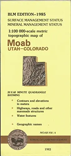 Mineral Management 1:100,000-Scale Metric Topographic Map Of Moab, Utah-Colorado [Map] Bureau Of Land Management 1