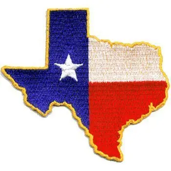 Texas State Shaped Iron-On Embroidered Patch 1