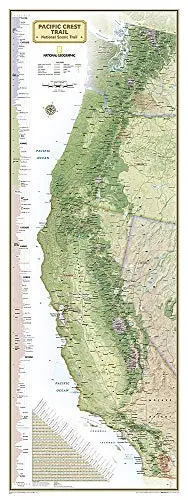 National Geographic Pacific Crest Trail Wall Map In Gift Box (18 X 48 In) (National Geographic Reference Map) [Map] National Geographic Maps - Reference 1