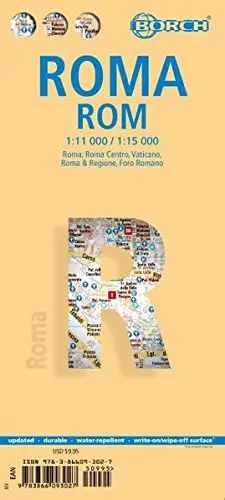Laminated Rome City Streets Map By Borch (English, Spanish, French, Italian And German Edition) [Map] Borch 1