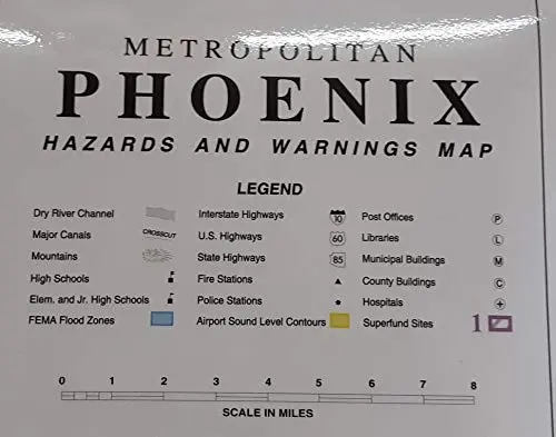 Metropolitan Phoenix Hazards And Warnings Gloss Laminated Wall Map [Map] Phoenix Mapping Service 1
