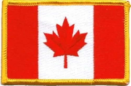 Canada Flag Iron-On Patch (3.5×2In. - Red/White/Gold) 1