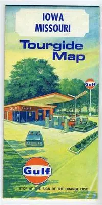 Gulf Oil Company Tourgide Map Iowa Missouri Crisp & Clean 1967 Rand Mcnally 1