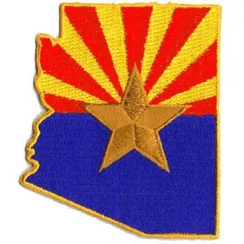 Arizona Flag (State Shaped): An Embroidered Iron-On Patch (Two-Pack) 1