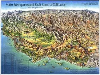 Major Earthquakes And Fault Zones In California Map - Laminated [Map] James Dewey And Staff 1