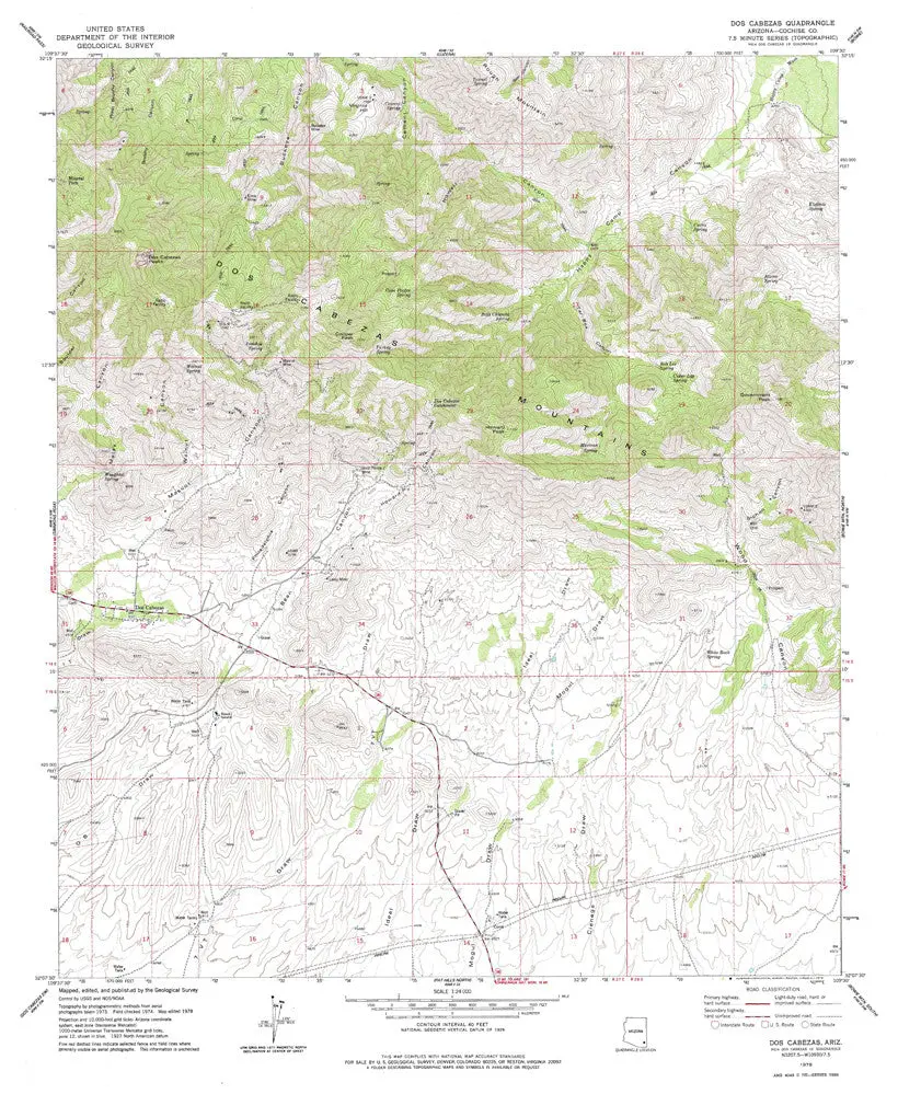 Dos Cabezas, Arizona 7.5' [Map] United Stated Geological Survey 1