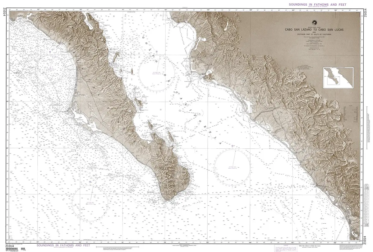 Mexico-West Coast Cabo San Lazaro To Cabo San Lucas And Southern Part Of Golfo De California From U.S. Navy Surveys Between 1873 And 1901 With Additions To 1962 [Unknown Binding] 1