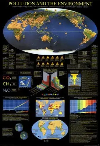 World Map Of Pollution And The Environment (27"×39" Gloss Ready-To-Hang) [Map] Ricordi Arte 1
