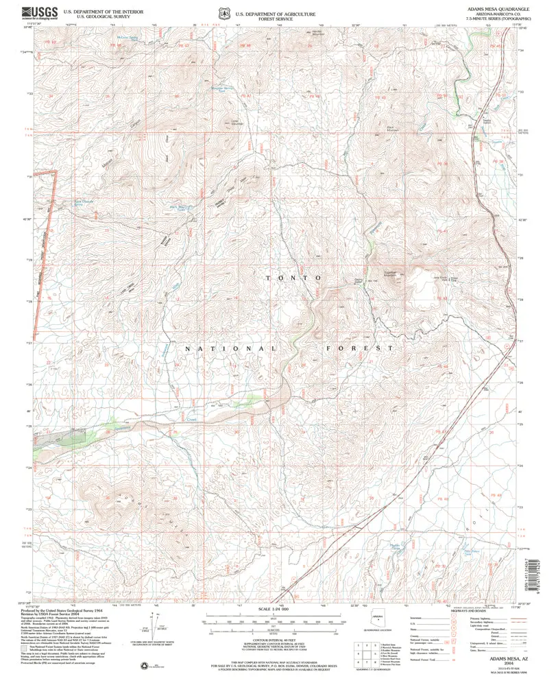 Adams Mesa, Az 7 .5' [Map] United States Geological Survey 1