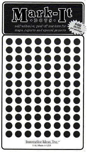 Map Dot Stickers - 1/4" Diameter - Black 1