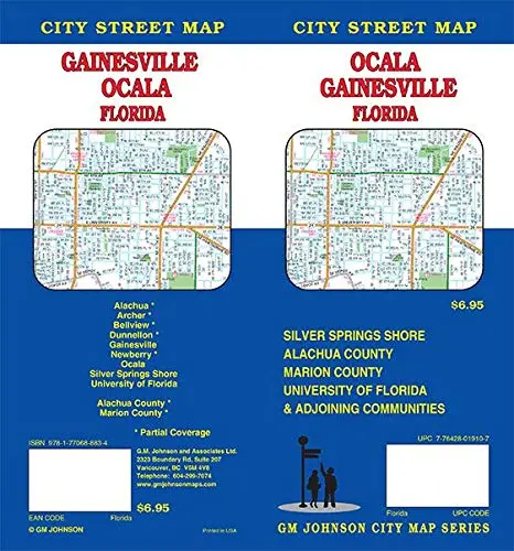 Gainesville / Ocala / University Of Florida, Florida Street Map Gm Johnson 1