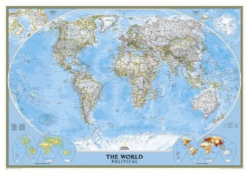 World Classic Political Full-Size Wall Map (Ready-To-Hang) 1