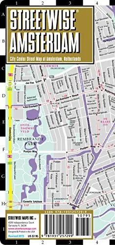Streetwise Amsterdam Map - Laminated City Center Street Map Of Amsterdam, Netherlands Streetwise Maps 1