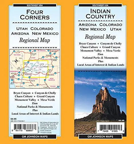 Indian Country/Four Corners (Az,Co,Nm,Ut), State Map Gm Johnson Maps 1