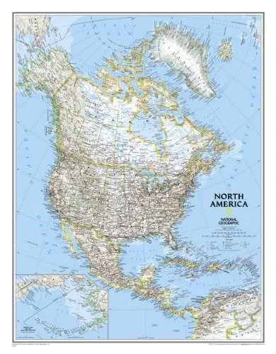 By National Geographic Maps - Reference North America Classic [Enlarged And Laminated] (National Geographic Reference Map) (2011) [Map] 1