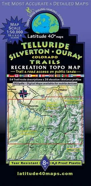 Telluride | Silverton | Ouray, Colorado Trails Recreation Topo Map [Map] Latitude 40º 1