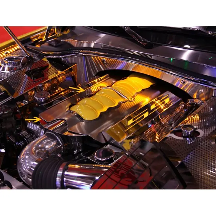 2010-2013 Camaro Plenum Cover Stainless Steel - Illuminated 1