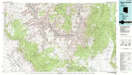 Peach Springs Arizona 1:100,000-Scale Usgs Topographic Map: 30 X 60 Minute Series (1986) Us Geological Survey 1